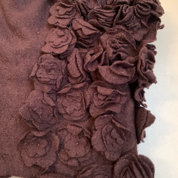 VTG Michael Simon Brown Shrug Cardigan Sweater Short Sleeve Artsy 3d Floral Wool - Picture 3 of 10